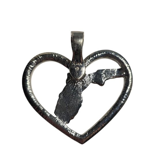 Heart Florida Pendant Blue Enamel statement Hinged bail - Picture 2 of 6